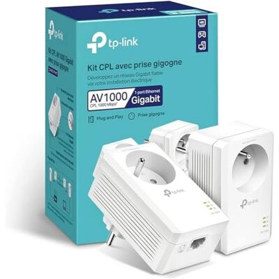 TP-Link CPL 1000 Mbps, 1 Gigabit poort en geïntegreerd stopcontact, 2 stuks CPL – ideaal om thuis te genieten van de multi-tv-service, compatibel met alle boxen, TL-PA7017P KIT (FR) TP-Link CPL 1000 Mbps, 1 Gigabit poort en geïntegreerd stopcontact, 2 stuks CPL – ideaal om thuis te genieten van de multi-tv-service, compatibel met alle boxen, TL-PA7017P KIT (FR)