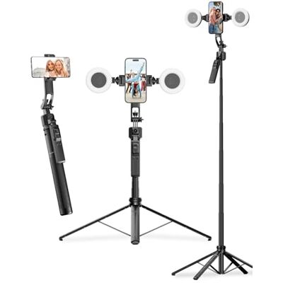 Rollei Statief met automatische tracking, Auto Tracking Tripod Selfie Stick 163 cm draaibaar 360 voor smartphone met licht en afstandsbediening voor Tiktok Vlog, statief-smartphone-stick selfiestick Rollei Statief met automatische tracking, Auto Tracking Tripod Selfie Stick 163 cm draaibaar 360 voor smartphone met licht en afstandsbediening voor Tiktok Vlog, statief-smartphone-stick selfiestick
