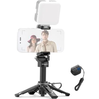 NEEWER Mini-statief voor telefoon, lichte en opvouwbare selfiestick, bureauhouder met afstandsbediening en klauwhouder, compatibel met iPhone, Android en Samsung, PA986 zwart NEEWER Mini-statief voor telefoon, lichte en opvouwbare selfiestick, bureauhouder met afstandsbediening en klauwhouder, compatibel met iPhone, Android en Samsung, PA986 zwart