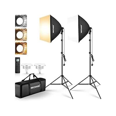 NEEWER NK103 Set van 2 lichtbakken met statief, 45 W 2,4 G tweekleurige ledlampen, 10 kanalen, 2900 K-7000 K, 1400 lux/m, CRI95, 20 m afstandsbediening, continue verlichtingsset voor fotografie NEEWER NK103 Set van 2 lichtbakken met statief, 45 W 2,4 G tweekleurige ledlampen, 10 kanalen, 2900 K-7000 K, 1400 lux/m, CRI95, 20 m afstandsbediening, continue verlichtingsset voor fotografie