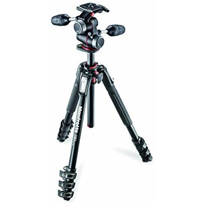 Manfrotto MK190XPRO4-3W Treppiede con Testa 3 Life, 4 Sezioni in Alluminio, zwart Manfrotto MK190XPRO4-3W Treppiede con Testa 3 Life, 4 Sezioni in Alluminio, zwart