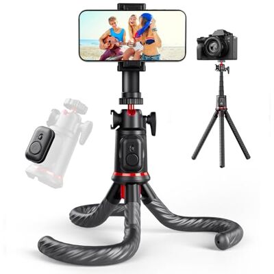Rollei MonkeyPod Flexibel statief voor camera en smartphone met draadloze afstandsbediening Gorilla Pod 360° draaibaar draagbaar voor selfies/video-opname/live streaming Rollei MonkeyPod Flexibel statief voor camera en smartphone met draadloze afstandsbediening Gorilla Pod 360° draaibaar draagbaar voor selfies/video-opname/live streaming