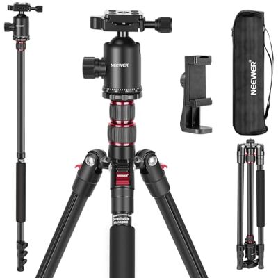 NEEWER Statief voor camera 77 inch, opvouwbare monopod van aluminium met 360° panoramische kogelkop, 2-assige middenkolom, Arca-plaat type QR, maximale belasting 15,4 kg, TP77 NEEWER Statief voor camera 77 inch, opvouwbare monopod van aluminium met 360° panoramische kogelkop, 2-assige middenkolom, Arca-plaat type QR, maximale belasting 15,4 kg, TP77