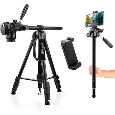 MOJOGEAR 3-in-1 statief 179 cm: statief, monopod en horizontale arm voor de beste foto's met telefoonhouder en statieftas MOJOGEAR 3-in-1 statief 179 cm: statief, monopod en horizontale arm voor de beste foto's met telefoonhouder en statieftas