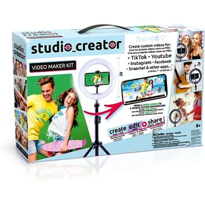 Canal Toys Video Studio Creator Kit -Deviens Influencer Accessoires met groene achtergrond, statief en lichtring vanaf 8 jaar INF 001 Cranberry Canal Toys Video Studio Creator Kit -Deviens Influencer Accessoires met groene achtergrond, statief en lichtring vanaf 8 jaar INF 001 Cranberry