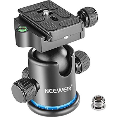 NEEWER Pro metalen kogelkop 360 graden draaibaar met 6,35 mm snelplaat, waterpas voor statief, monopod, schuif, DSLR-camera, camcorder tot 8 kg (zwart + NEEWER Pro metalen kogelkop 360 graden draaibaar met 6,35 mm snelplaat, waterpas voor statief, monopod, schuif, DSLR-camera, camcorder tot 8 kg (zwart +