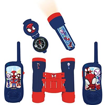 Lexibook Spidey en Zijn Buitengewone Vrienden RPTW11SP, complete Spiderman avonturier-set voor kinderen, walkie-talkies tot 120 m, verrekijker, zaklamp, kompas, rood/blauw Lexibook Spidey en Zijn Buitengewone Vrienden RPTW11SP, complete Spiderman avonturier-set voor kinderen, walkie-talkies tot 120 m, verrekijker, zaklamp, kompas, rood/blauw