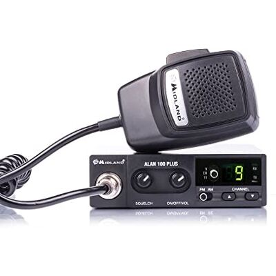 Midland Alan 100 Plus B versie 2021 C442.12 Compact mobiel apparaat C442.12 40 kanalen AM/FM met automatische ruisonderdrukking en noodoproepkanalen 9 en 19, kleur: zwart Midland Alan 100 Plus B versie 2021 C442.12 Compact mobiel apparaat C442.12 40 kanalen AM/FM met automatische ruisonderdrukking en noodoproepkanalen 9 en 19, kleur: zwart