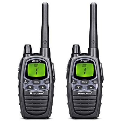 Midland G7 Pro C1090.13, radiozender, ontvanger, walkietalkie, 8 kanalen, PMR446, oplaadbare batterijen, AA 800 mAh, bureaulader en riembevestiging, 2 ontvangers Midland G7 Pro C1090.13, radiozender, ontvanger, walkietalkie, 8 kanalen, PMR446, oplaadbare batterijen, AA 800 mAh, bureaulader en riembevestiging, 2 ontvangers