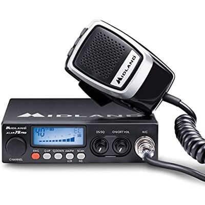 Midland Alan 78 Pro CB radio, multi-band radio voor voertuigen, radio met microfoon 6 pinnen, multifunctioneel display met achtergrondverlichting, scan, AM/FM-radio, digitaal, ruisonderdrukking, 12 V radio Midland Alan 78 Pro CB radio, multi-band radio voor voertuigen, radio met microfoon 6 pinnen, multifunctioneel display met achtergrondverlichting, scan, AM/FM-radio, digitaal, ruisonderdrukking, 12 V radio