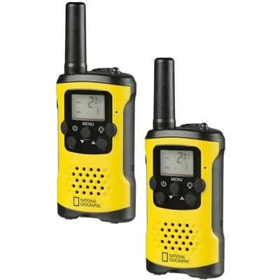 National Geographic Set van 2 compacte walkietalkie met extra groot bereik 8 kanalen, VOX-handsfree-modus, zaklamp, hoofdtelefoonaansluiting, 10 beltonen, lcd-display, riemclips, vanaf 14 jaar National Geographic Set van 2 compacte walkietalkie met extra groot bereik 8 kanalen, VOX-handsfree-modus, zaklamp, hoofdtelefoonaansluiting, 10 beltonen, lcd-display, riemclips, vanaf 14 jaar