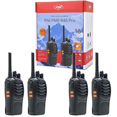 PNI PMR R40 Pro 4-delige set inclusief batterijen, opladers en hoofdtelefoon PNI PMR R40 Pro 4-delige set inclusief batterijen, opladers en hoofdtelefoon