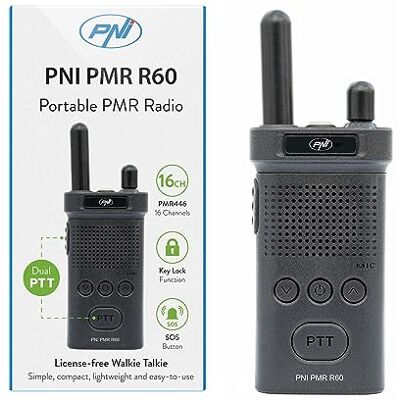 PNI PMR R60 Draagbaar radiostation 446 MHz, 0,5 W, scan, sleutelvergrendeling, SOS, monitor, 1200 mAh batterij PNI PMR R60 Draagbaar radiostation 446 MHz, 0,5 W, scan, sleutelvergrendeling, SOS, monitor, 1200 mAh batterij