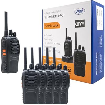 PNI PMR R40 Pro 6-delige set inclusief batterijen, opladers en hoofdtelefoon PNI PMR R40 Pro 6-delige set inclusief batterijen, opladers en hoofdtelefoon