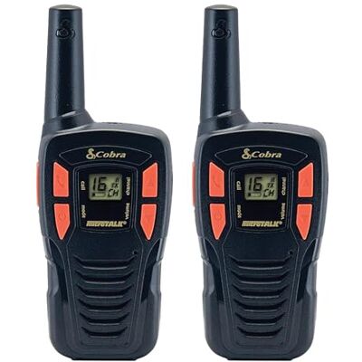 Cobra AM255 Radio met lcd-display, 8 geheugenkanalen, oplaadbaar, USB-oplaadaansluiting, riemclip inbegrepen, 2 stuks, zwart Cobra AM255 Radio met lcd-display, 8 geheugenkanalen, oplaadbaar, USB-oplaadaansluiting, riemclip inbegrepen, 2 stuks, zwart