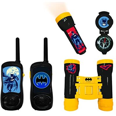 Lexibook Batman RPTW11BAT, complete avonturier-set voor kinderen, walkie-talkies, verrekijker, zaklamp, kompas, blauw/geel Lexibook Batman RPTW11BAT, complete avonturier-set voor kinderen, walkie-talkies, verrekijker, zaklamp, kompas, blauw/geel
