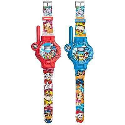 Lexibook , Paw Patrol Walkie-horloges, 2 stuks, bereik tot 200 m, zaklamp, kompas, oplaadbaar, blauw/rood, DMWTW1PA Lexibook , Paw Patrol Walkie-horloges, 2 stuks, bereik tot 200 m, zaklamp, kompas, oplaadbaar, blauw/rood, DMWTW1PA