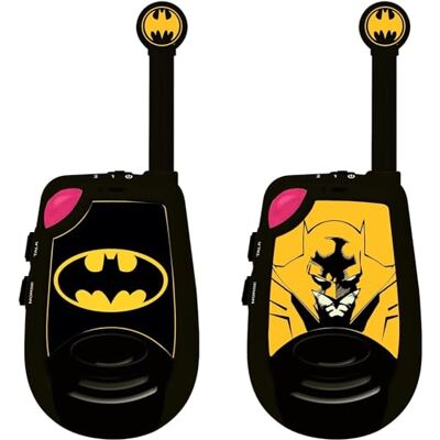 Lexibook , Batman, TW25BAT Digitale walkietalkies, bereik 2 km, lichtgevende walkie-functie, riemclip, werkt op batterijen, zwart/geel Lexibook , Batman, TW25BAT Digitale walkietalkies, bereik 2 km, lichtgevende walkie-functie, riemclip, werkt op batterijen, zwart/geel