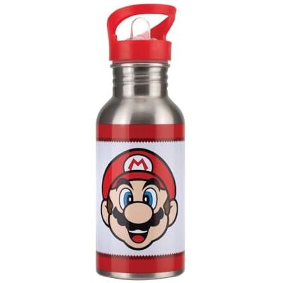 Paladone Super Mario metalen waterfles met rietje, officieel gelicentieerde Nintendo roestvrijstalen fles, nieuw cadeau voor retro-spelers, 450 ml Paladone Super Mario metalen waterfles met rietje, officieel gelicentieerde Nintendo roestvrijstalen fles, nieuw cadeau voor retro-spelers, 450 ml