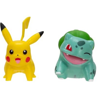Pokémon Set van 2 gevechtsfiguren voor de eerste partner, 5,1 cm Bulbasaur en Pikachu gevechtsfiguren met authentieke details Pokémon Set van 2 gevechtsfiguren voor de eerste partner, 5,1 cm Bulbasaur en Pikachu gevechtsfiguren met authentieke details