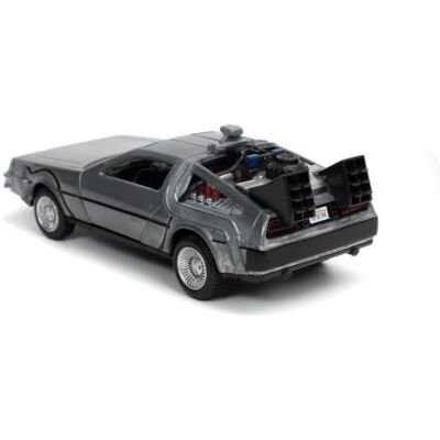 Jada Toys Delorean Back to the Future II metallic, schaal 1:32, verzamelmodel met klapdeuren, type meeuwenvleugel, officiële replica van de film voor 8-jarige fans (9332185314R00) Jada Toys Delorean Back to the Future II metallic, schaal 1:32, verzamelmodel met klapdeuren, type meeuwenvleugel, officiële replica van de film voor 8-jarige fans (9332185314R00)