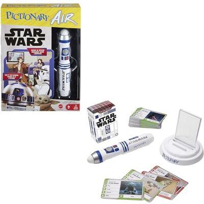 Mattel Pictionary Air Star Wars Familie tekenspel voor kinderen en volwassenen met R2-D2 lichtpen en twee HHM48 indexniveaus Mattel Pictionary Air Star Wars Familie tekenspel voor kinderen en volwassenen met R2-D2 lichtpen en twee HHM48 indexniveaus