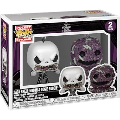 Funko Pop! Sleutelhanger: The Nightmare Before Christmas 2pk Jack Skellington/Oogie TNBC Vinyl minifiguur collectie nieuwigheid sleutelhanger sokkenvullers cadeau-idee Funko Pop! Sleutelhanger: The Nightmare Before Christmas 2pk Jack Skellington/Oogie TNBC Vinyl minifiguur collectie nieuwigheid sleutelhanger sokkenvullers cadeau-idee
