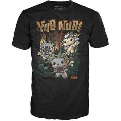 Funko Boxed Tee: Star Wars Ewok S T-shirt kleding idee met korte mouwen voor volwassenen mannen en vrouwen officiële producten filmfans Funko Boxed Tee: Star Wars Ewok S T-shirt kleding idee met korte mouwen voor volwassenen mannen en vrouwen officiële producten filmfans