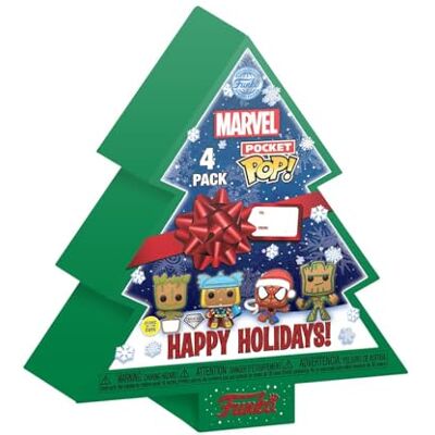 Funko Pocket Pop! Marvel Groot Tree Holiday Box 4-delig Marvel Comics Sleutelhanger Mini-figuur van vinyl om te verzamelen, fancy sleutelhanger kerstcadeau cadeau-idee Funko Pocket Pop! Marvel Groot Tree Holiday Box 4-delig Marvel Comics Sleutelhanger Mini-figuur van vinyl om te verzamelen, fancy sleutelhanger kerstcadeau cadeau-idee