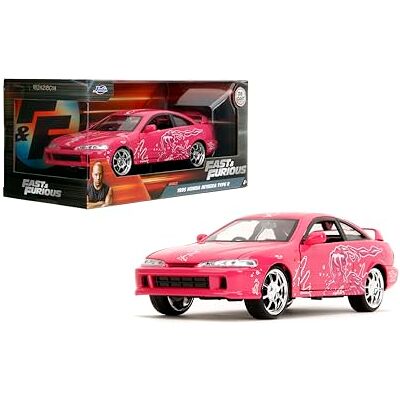 Jada Toys Fast & Furious Honda Integra (Suki's Pink Design) gegoten automodel, gedetailleerde buitenkant, authentieke filtreplica, verzamelspeelgoed vanaf 8 jaar roze Jada Toys Fast & Furious Honda Integra (Suki's Pink Design) gegoten automodel, gedetailleerde buitenkant, authentieke filtreplica, verzamelspeelgoed vanaf 8 jaar roze