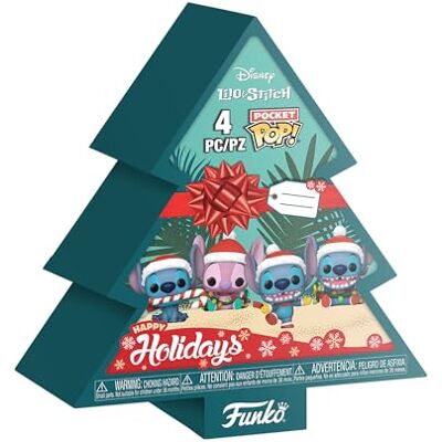 Funko Pocket Pop! Stitch Holiday Set van 4 boomdozen Lilo en Stitch Fancy sleutelhanger Mini figuur om te verzamelen Cadeau-idee Officieel product Disney/Pixar-fans Funko Pocket Pop! Stitch Holiday Set van 4 boomdozen Lilo en Stitch Fancy sleutelhanger Mini figuur om te verzamelen Cadeau-idee Officieel product Disney/Pixar-fans