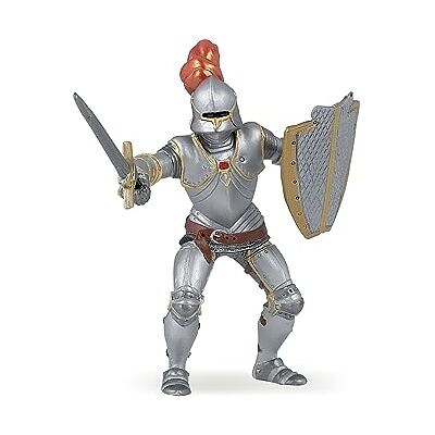 Papo Ridder in pantser met rode veer, wereldmiddeleeuwen figuur, 39244 Papo Ridder in pantser met rode veer, wereldmiddeleeuwen figuur, 39244