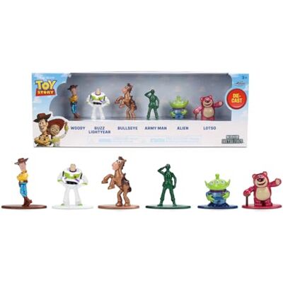 Jada Toys Disney Pixar Toy Story 6 stuks metalen verzamelfiguren in dioramaverpakking, metalen nano-figuren voor fans en kinderen vanaf 8 jaar, elk 4 cm Jada Toys Disney Pixar Toy Story 6 stuks metalen verzamelfiguren in dioramaverpakking, metalen nano-figuren voor fans en kinderen vanaf 8 jaar, elk 4 cm