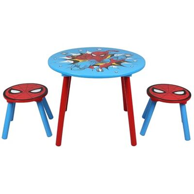 Disney Marvel Spider-Man tafel en kruk set voor 2 personen, draagvermogen tot 30 kg per kruk, perfect voor spelen en activiteiten, klein, meerkleurig Disney Marvel Spider-Man tafel en kruk set voor 2 personen, draagvermogen tot 30 kg per kruk, perfect voor spelen en activiteiten, klein, meerkleurig