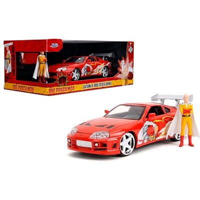 Jada One Punch Man met Toyota Supra 1995 op anime geïnspireerd voertuig in schaal 1:24, zeer gedetailleerd model met Saitama-figuur, vanaf 8 jaar Jada One Punch Man met Toyota Supra 1995 op anime geïnspireerd voertuig in schaal 1:24, zeer gedetailleerd model met Saitama-figuur, vanaf 8 jaar