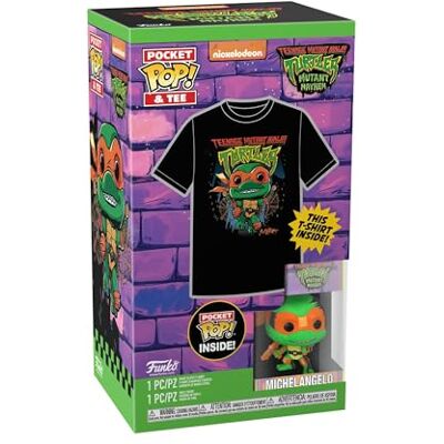 Funko Pocket Pop! & Tee: Teenage Mutant Ninja Turtles (TMNT) T-shirt Kleding met vinyl minifiguur om te verzamelen cadeau-idee Speelgoed en top met korte mouwen voor heren Funko Pocket Pop! & Tee: Teenage Mutant Ninja Turtles (TMNT) T-shirt Kleding met vinyl minifiguur om te verzamelen cadeau-idee Speelgoed en top met korte mouwen voor heren