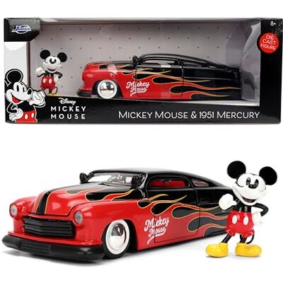Jada Disney Vintage Mickey Mercury 1951 Hollywood Rides Die Cast Car Toys Flame Design Mickey figuur Collector Edition vanaf 8 jaar rood/zwart Jada Disney Vintage Mickey Mercury 1951 Hollywood Rides Die Cast Car Toys Flame Design Mickey figuur Collector Edition vanaf 8 jaar rood/zwart
