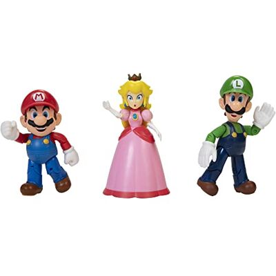 Jakks Pacific Super Mario Mushroom Kingdom Pack Mario Luigi Princess 64511 figuur, meerkleurig, 11 cm Jakks Pacific Super Mario Mushroom Kingdom Pack Mario Luigi Princess 64511 figuur, meerkleurig, 11 cm