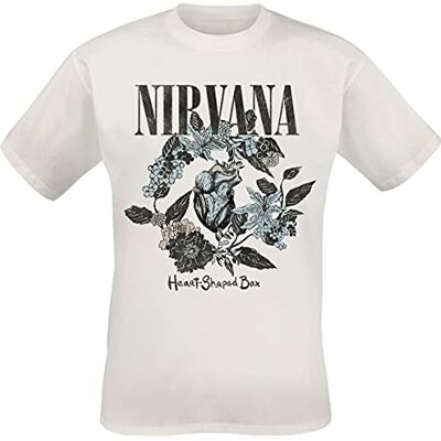 Nirvana Heart Shape Box T-shirt voor heren, korte mouwen, wit, normaal/standaard pasvorm S Nirvana Heart Shape Box T-shirt voor heren, korte mouwen, wit, normaal/standaard pasvorm S