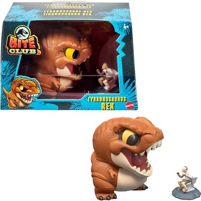 Mattel Jurassic World Bite Club dinosaurusfiguur en accessoires, Tyrannosaurus Rex Chubby verzamelspeelgoed Mattel Jurassic World Bite Club dinosaurusfiguur en accessoires, Tyrannosaurus Rex Chubby verzamelspeelgoed