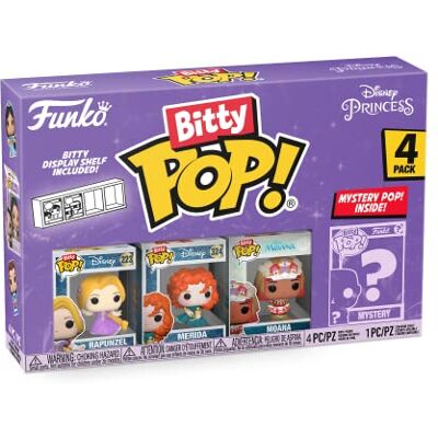 Funko Bitty Pop! Disney Princess – Rapunzel, Merida, Moana en een mysterie minifiguur als verrassing – 2,2 cm verzamelbaar – stapelbaar rek inbegrepen – cadeau-idee – taartdecoratie Funko Bitty Pop! Disney Princess – Rapunzel, Merida, Moana en een mysterie minifiguur als verrassing – 2,2 cm verzamelbaar – stapelbaar rek inbegrepen – cadeau-idee – taartdecoratie