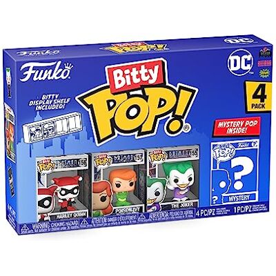 Funko Bitty Pop! DC Harley Quinn 4PK Harley Quinn, The Joker, Poison Ivy en een mysterie minifiguur in verrassing 2,2 cm DC ComicsCollectible Stapelbaar rek inbegrepen Funko Bitty Pop! DC Harley Quinn 4PK Harley Quinn, The Joker, Poison Ivy en een mysterie minifiguur in verrassing 2,2 cm DC ComicsCollectible Stapelbaar rek inbegrepen
