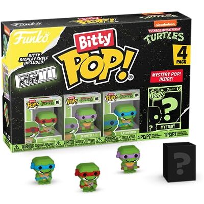 Funko Bitty Pop! Teenage Mutant Ninja Turtles – 8-bits Raphael, 8-bits Donatello, 8-bits Leonardo en een mysterie minifiguur als verrassing – 2,2 cm – TMNT verzamelbaar – stapelbaar rek inbegrepen Funko Bitty Pop! Teenage Mutant Ninja Turtles – 8-bits Raphael, 8-bits Donatello, 8-bits Leonardo en een mysterie minifiguur als verrassing – 2,2 cm – TMNT verzamelbaar – stapelbaar rek inbegrepen