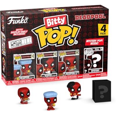 Funko Bitty Pop! Deadpool Bathtime 4PK Deadpool (Bathtime), Deadpool (Flamenco), Deadpool (Supper Hero) en een mysterie minifiguur als verrassing 2,2 cm verzamelbaar cadeau-idee Funko Bitty Pop! Deadpool Bathtime 4PK Deadpool (Bathtime), Deadpool (Flamenco), Deadpool (Supper Hero) en een mysterie minifiguur als verrassing 2,2 cm verzamelbaar cadeau-idee