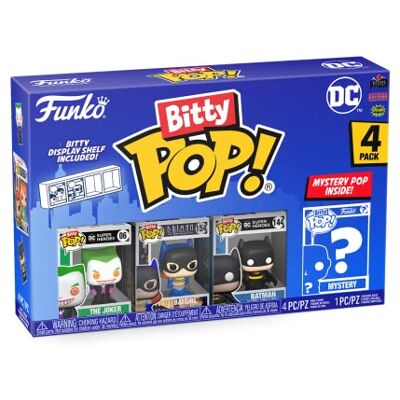 Funko Bitty Pop! DC The Joker 4PK Batman, Batgirl, The Joker en een mysterie minifiguur in verrassing 2,2 cm DC ComicsCollectible Inclusief stapelbaar rek cadeau-idee Funko Bitty Pop! DC The Joker 4PK Batman, Batgirl, The Joker en een mysterie minifiguur in verrassing 2,2 cm DC ComicsCollectible Inclusief stapelbaar rek cadeau-idee