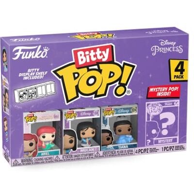 Funko Bitty Pop Disney Princess Ariel, Mulan, Tiana en een mysterie minifiguur in verrassing, 2,2 cm verzamelbaar, stapelbaar rek inbegrepen, cadeau-idee taartdecoratie Funko Bitty Pop Disney Princess Ariel, Mulan, Tiana en een mysterie minifiguur in verrassing, 2,2 cm verzamelbaar, stapelbaar rek inbegrepen, cadeau-idee taartdecoratie