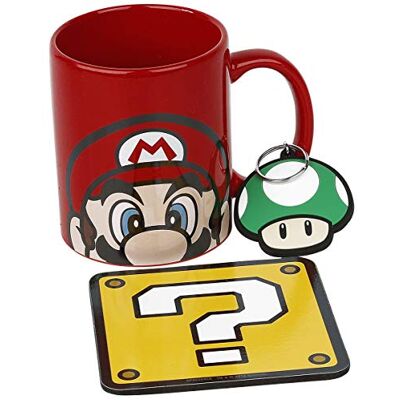 Pyramid SUPER MARIO Cadeauset – beker, onderzetter, 315 ml, sleutelhanger Pyramid SUPER MARIO Cadeauset – beker, onderzetter, 315 ml, sleutelhanger