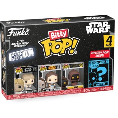 Funko Bitty Pop! Star Wars Luke 4PK Luke Skywalker™, Obi-Wan Kenobi™, Jawa™ en een mysterie minifiguur in verrassing 2,2 cm verzamelbaar inclusief stapelbaar rek cadeau-idee Funko Bitty Pop! Star Wars Luke 4PK Luke Skywalker™, Obi-Wan Kenobi™, Jawa™ en een mysterie minifiguur in verrassing 2,2 cm verzamelbaar inclusief stapelbaar rek cadeau-idee
