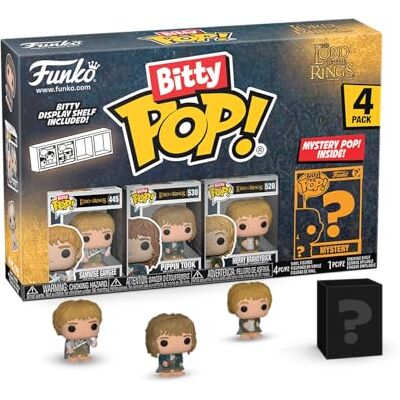 Funko Bitty Pop! Lord Of The Rings Samwise 4PK Samwise Gamgee™, Pippin Took™, Merry Brandybuck™ en een mysterie minifiguur in verrassing 2,2 cm verzamelbaar cadeau-idee Funko Bitty Pop! Lord Of The Rings Samwise 4PK Samwise Gamgee™, Pippin Took™, Merry Brandybuck™ en een mysterie minifiguur in verrassing 2,2 cm verzamelbaar cadeau-idee