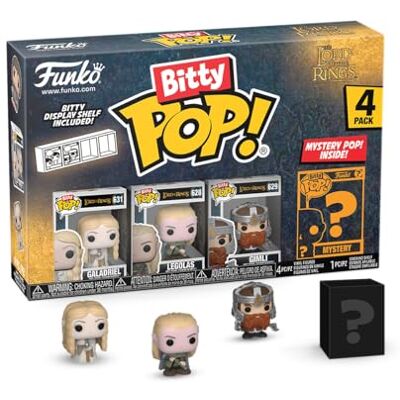 Funko Bitty Pop! Lord Of The Rings Galadriel 4PK Galadriel, Legolas, Gimli en een mysterie minifiguur in verrassing 2,2 cm verzamelbaar Stapelbaar rek inbegrepen Movies Fans Funko Bitty Pop! Lord Of The Rings Galadriel 4PK Galadriel, Legolas, Gimli en een mysterie minifiguur in verrassing 2,2 cm verzamelbaar Stapelbaar rek inbegrepen Movies Fans